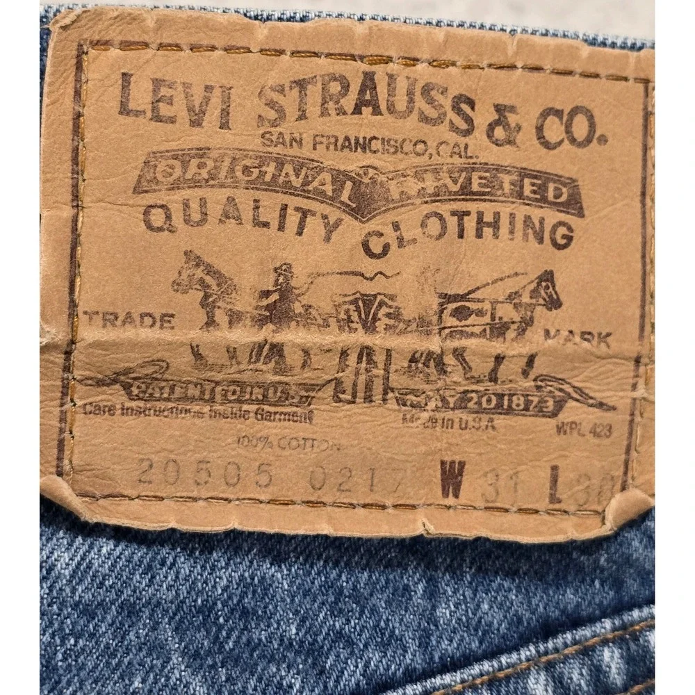 Vintage Levis 505 Orange Tab Jeans Men 31x30 Blue Denim Straight Leg Made in USA